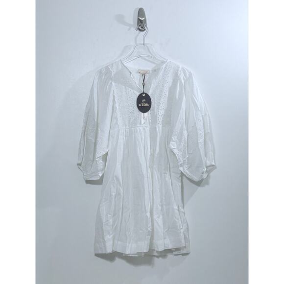 By Timo Cotton Eyelet Lace Mini Dress in White Size XS - Picture 1 of 8